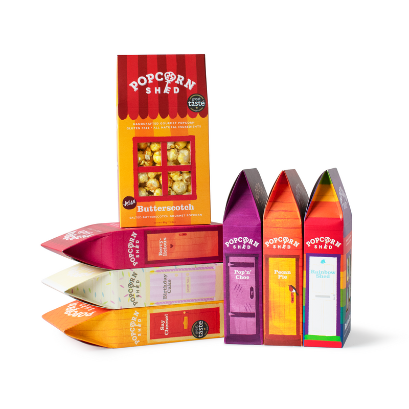 Pretty in Pink - 7 Shed Gourmet Popcorn Selection Bundle