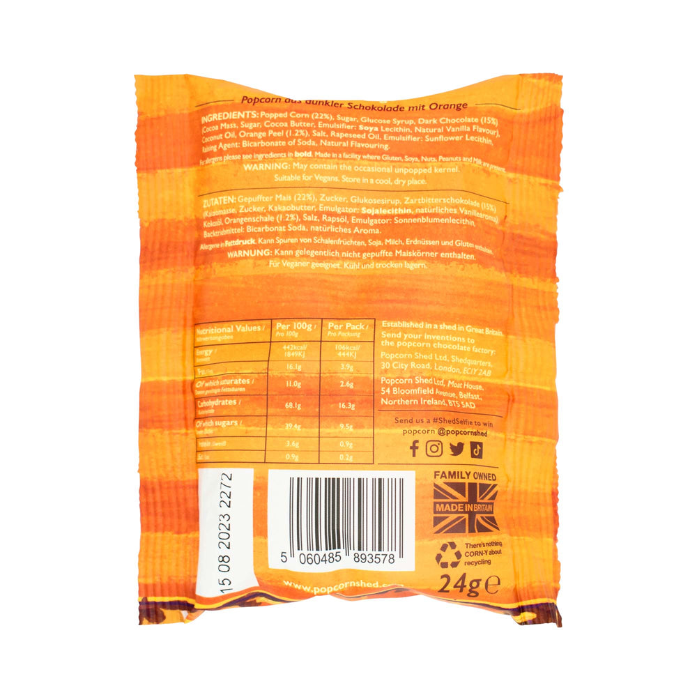 Chocolate Orange Popcorn Snack Packs | 16 Pack