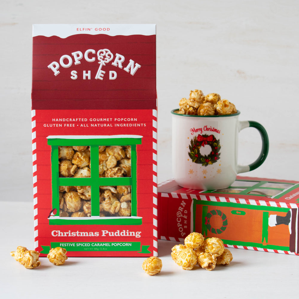 Christmas Pudding Popcorn Shed
