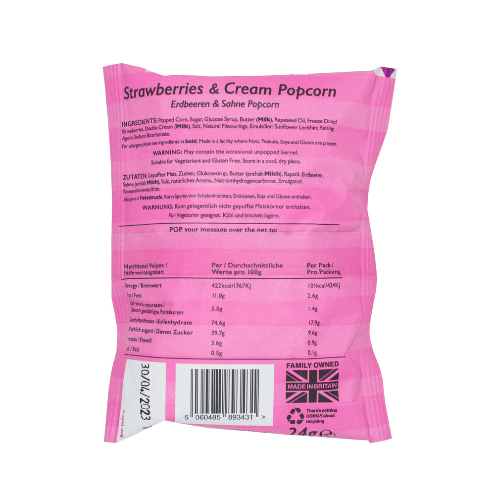 Strawberries & Cream Popcorn Snack Packs | 16 Pack
